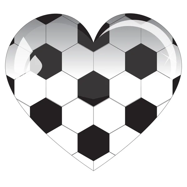 Skleněné srdce fotbal — Stockový vektor
