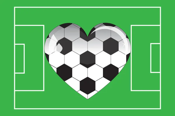 Football cardiaque en verre sur le terrain — Image vectorielle