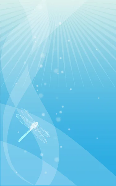Blauer abstrakter Hintergrund mit einer Libelle — Stockvektor