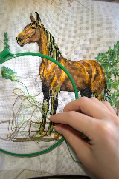 Borduurwerk een dolk - een paard — Stockfoto