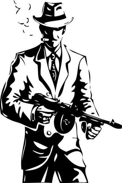 El dibujo - el gángster - la mafia — Vector de stock