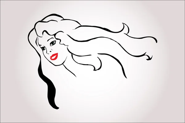 Девушка с развивающимися волосами — стоковый вектор