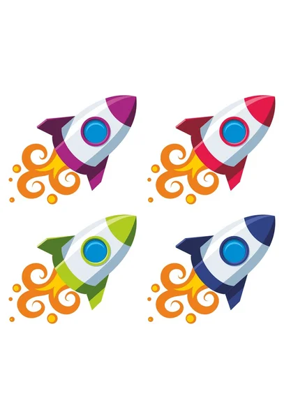 Set de rachete colorate — Vector de stoc