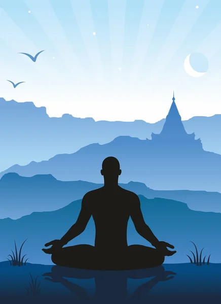 Медитация в горах — стоковый вектор