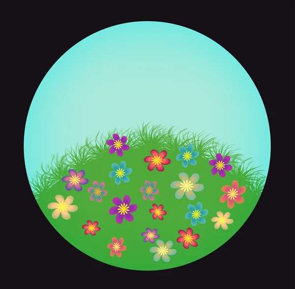 Feld mit Blumen Illustration — Stockvektor