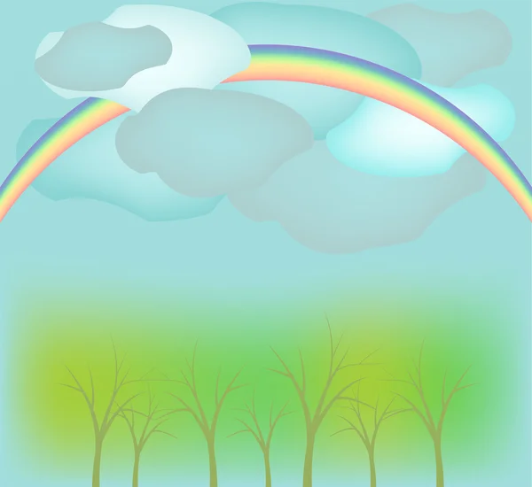 Landscape with rainbow — Stock Vector