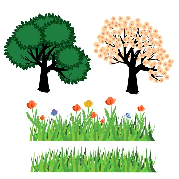 Trees and grass — Stock Vector