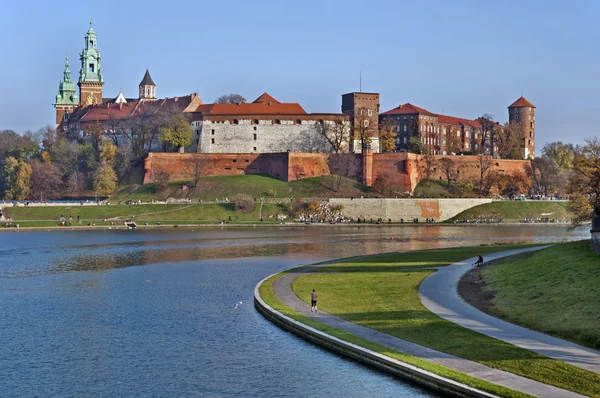 Wawel Slot og Vistula River - Stock-foto