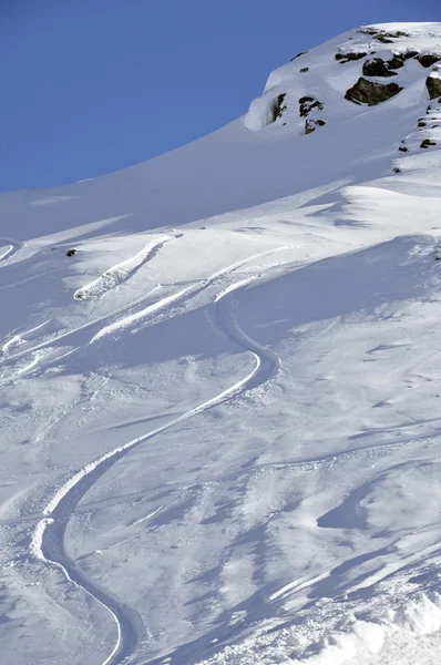 Off-piste snowboard track — Stock Photo, Image