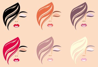 Woman's faces clipart