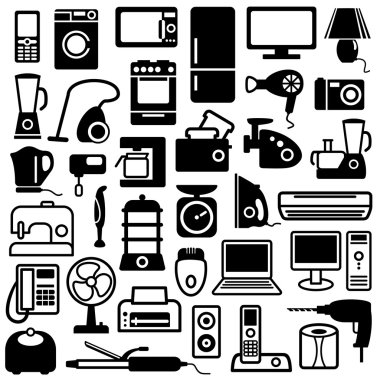 Home appliances icons clipart