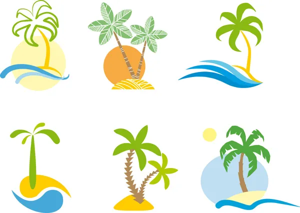 Tropické logo (Beach scénu grafiku.) — Stockový vektor