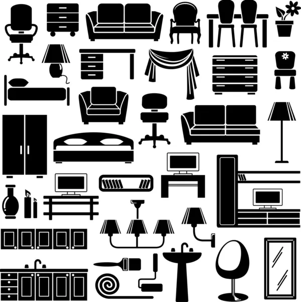 Icônes de meubles — Image vectorielle