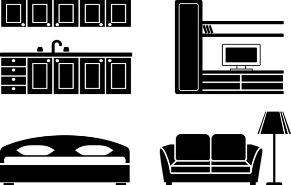 Muebles icono conjunto — Vector de stock