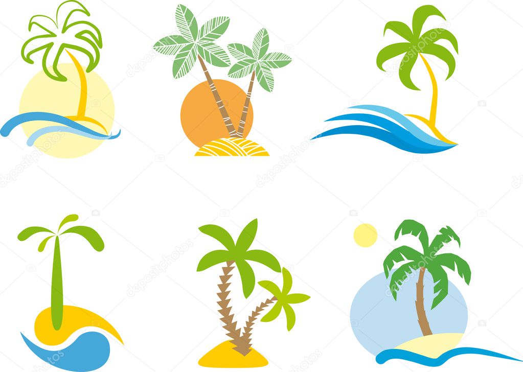 Tropical logo (Beach scene graphic.)