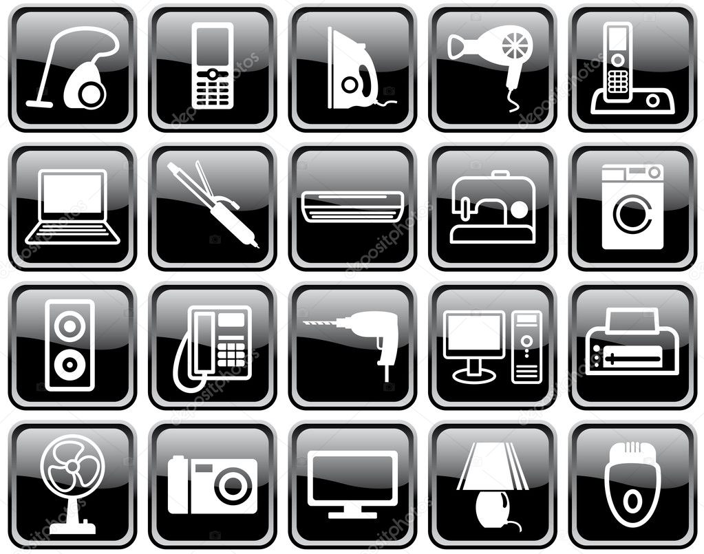 Set of icons of home appliances