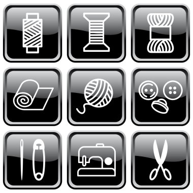 Sewing and needlework symbols clipart