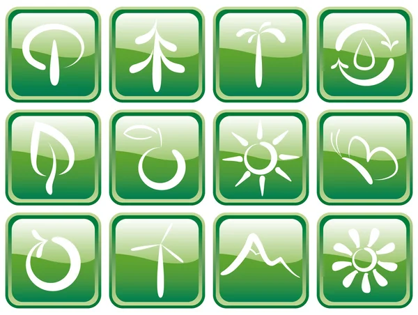 Tasten mit ökologischen Symbolen — Stockvektor