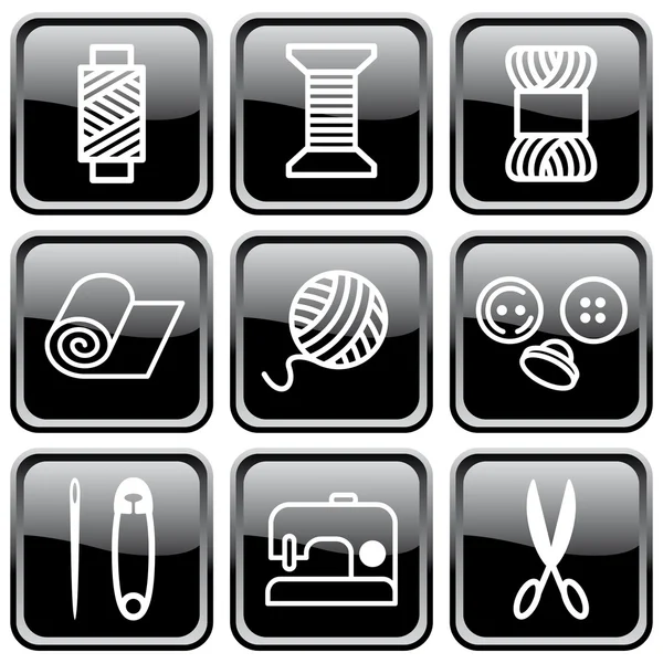 Naaien en handwerk symbolen — Stockvector