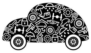 Cars and spare parts clipart