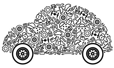 Cars and spare parts clipart