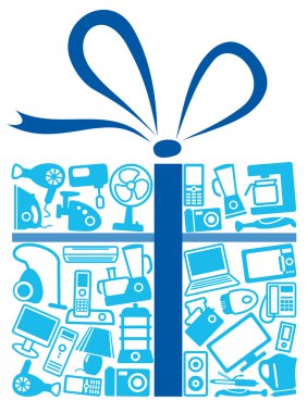 Home appliances in gift clipart