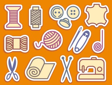 Sewing and needlework icons clipart