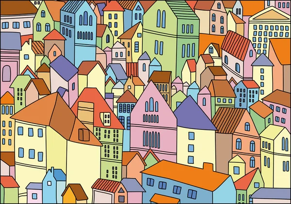 Dessin couleur abstrait du fond de la ville — Image vectorielle