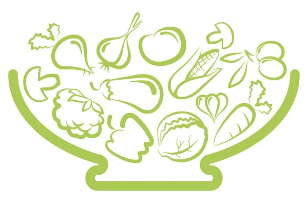 Assiette aux légumes — Image vectorielle
