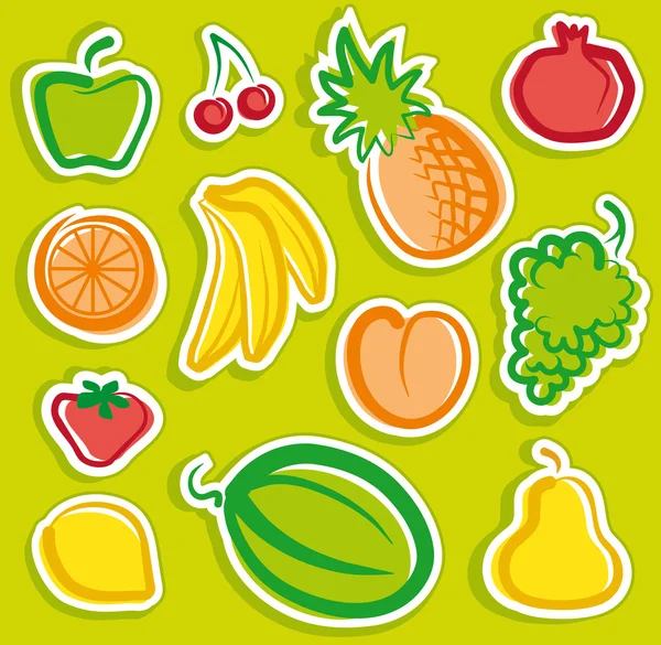 Наклейки с фруктами — стоковый вектор