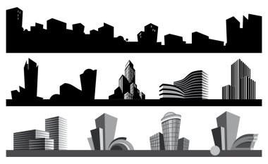 City skyline and urban icons clipart