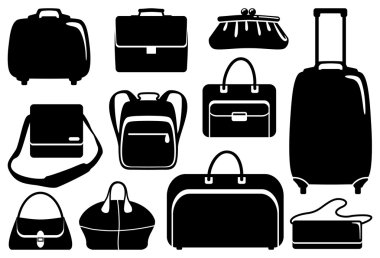 Bags and suitcases icons set