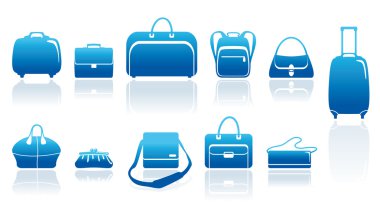 Bags and suitcases icons set clipart