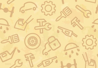 Seamless background with cars and spare parts clipart
