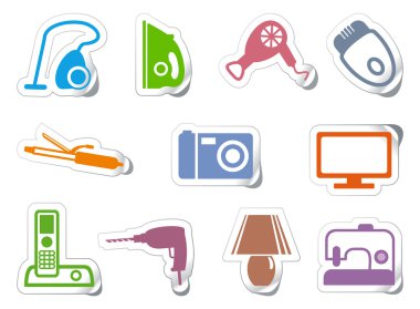 Set of stickers home appliances clipart
