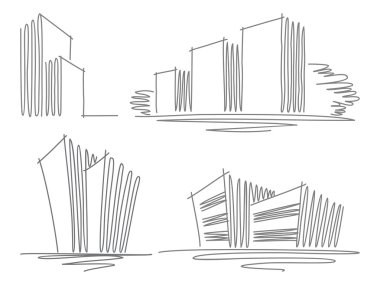 Sketches of buildings clipart