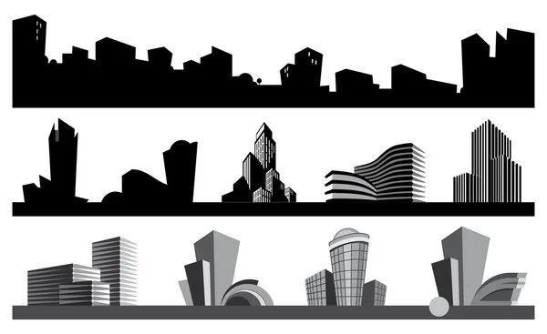 Stadtsilhouette und urbane Ikonen — Stockvektor