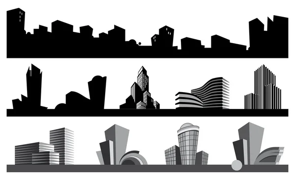 Ciudad skyline e iconos urbanos — Vector de stock