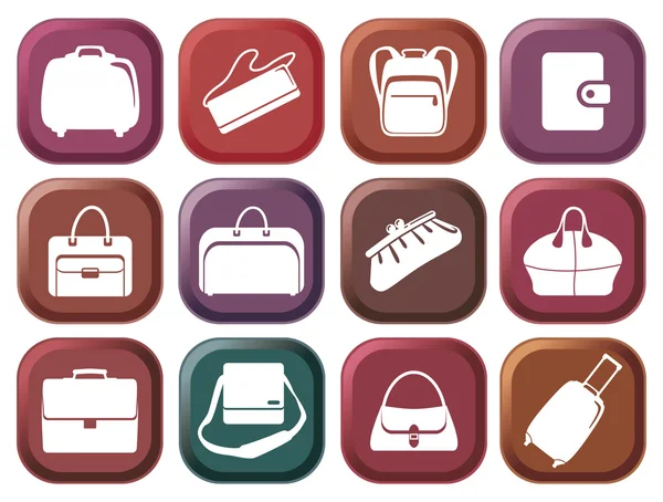 Bags and suitcases buttons — Stock Vector