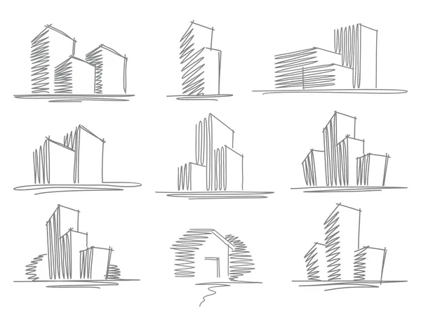 Croquis de bâtiments — Image vectorielle