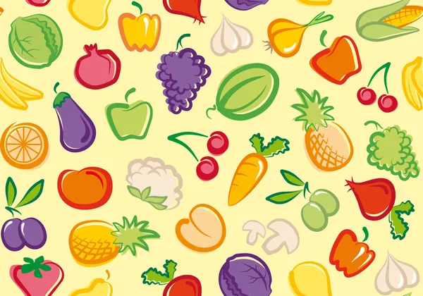 Meyve ve sebze ile arka plan — Stok Vektör