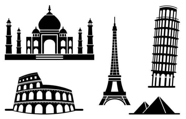 Icônes des monuments architecturaux — Image vectorielle
