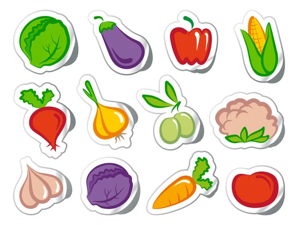 Klistermärken med grönsaker — Stock vektor