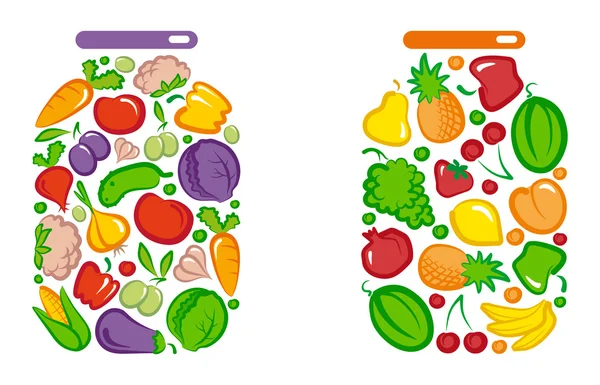 Тонкі овочі та фрукти — стоковий вектор