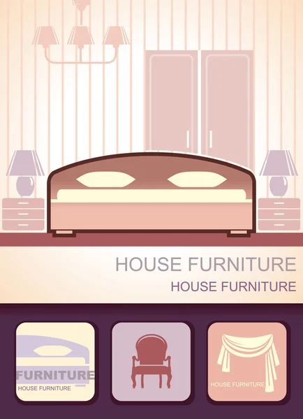 Möbel für ein Schlafzimmer — Stockvektor