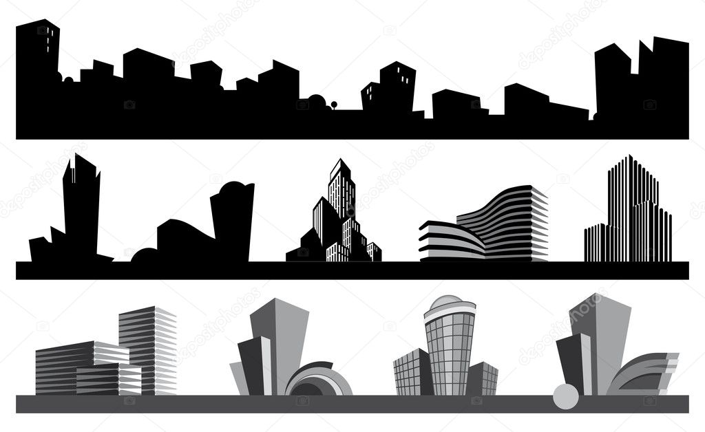 City skyline and urban icons