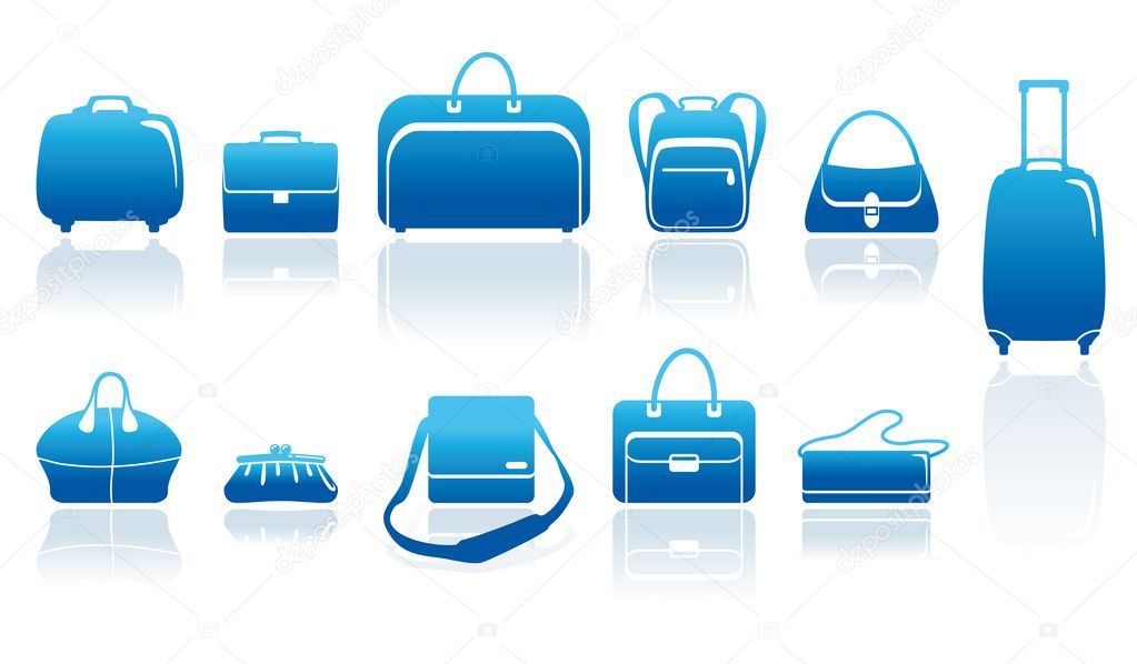 Bags and suitcases icons set