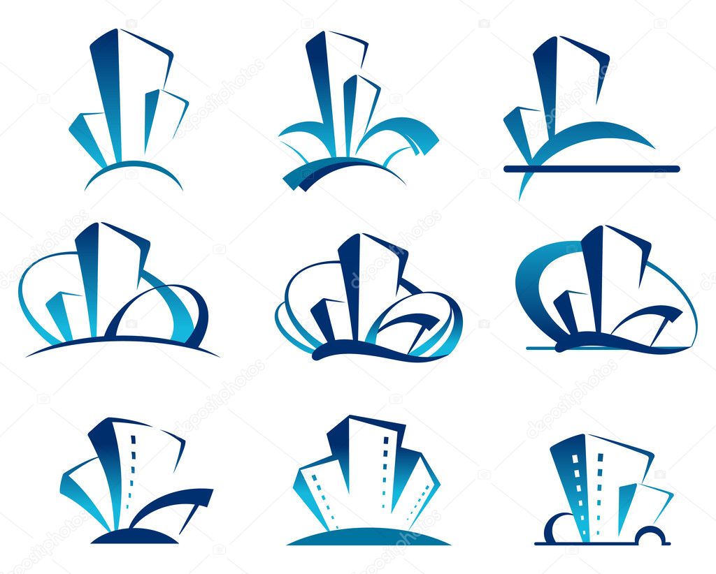 Abstract architectural icons - real estate symbols