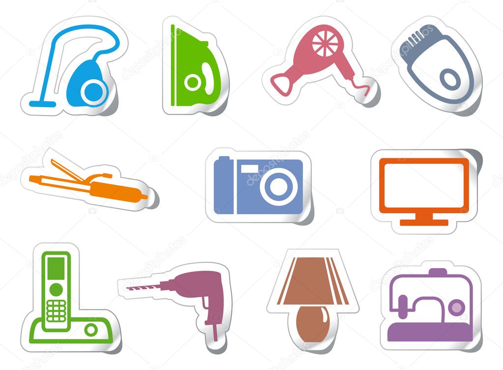 Set of stickers home appliances