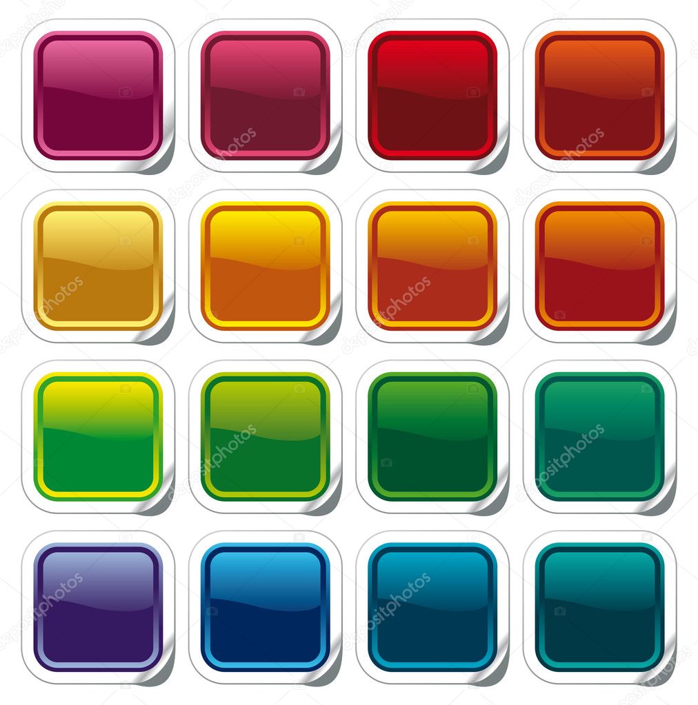 Colour shining buttons on stickers